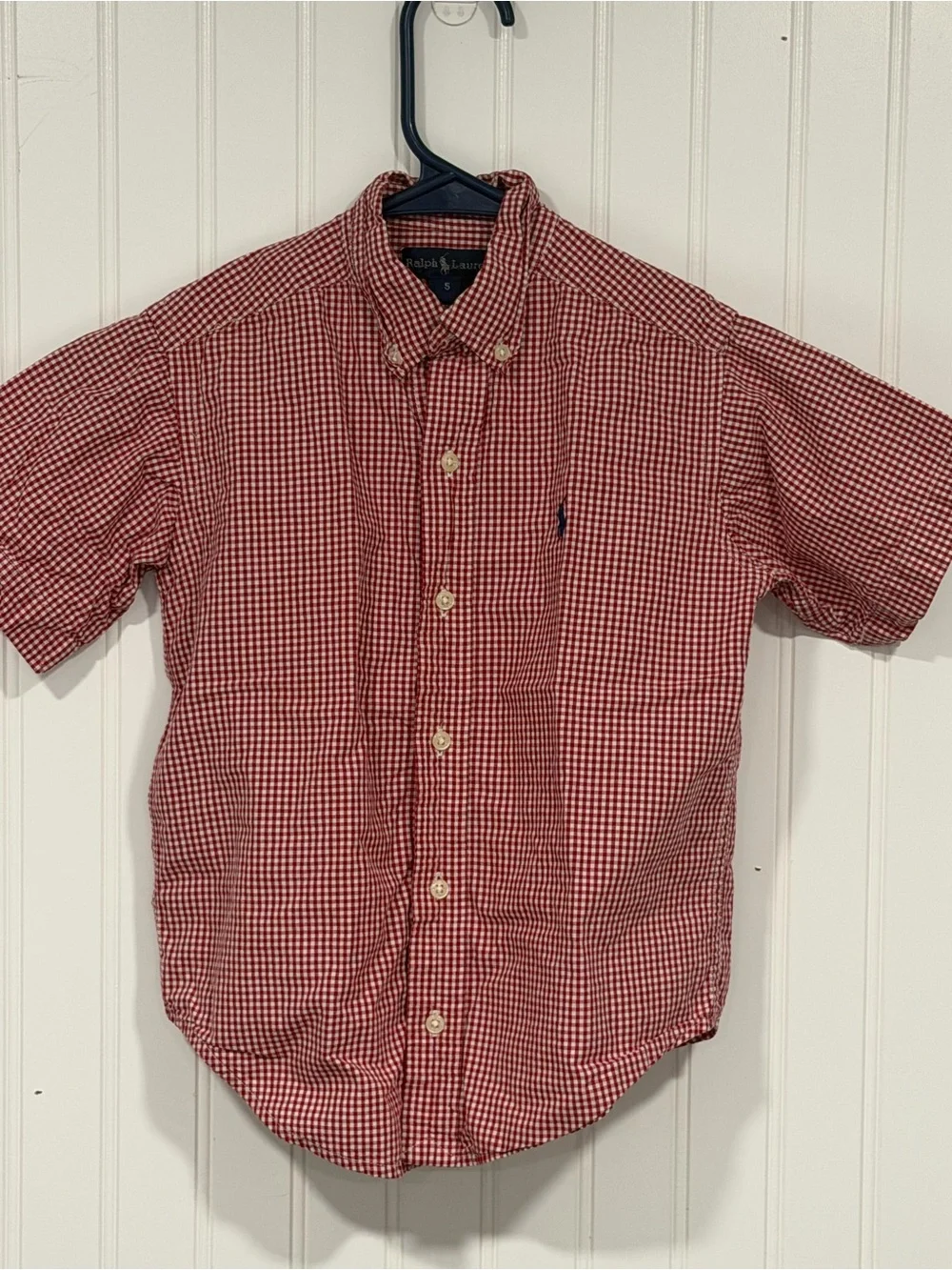 Ralph Lauren Classic Red Gingham Short-Sleeve Button-Down Shirt boys size 5